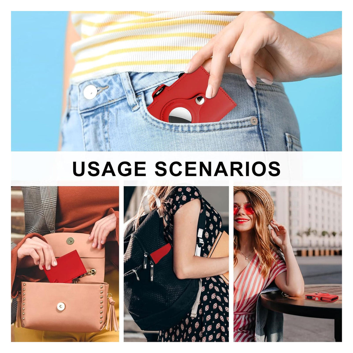 Women Wallet for Airtag, Small Pretty Wallet with Mirror for Women,Pop Up Wallet Compatible with Airtag, Tri-fold Genuine Leather Wallet Women with Mirror